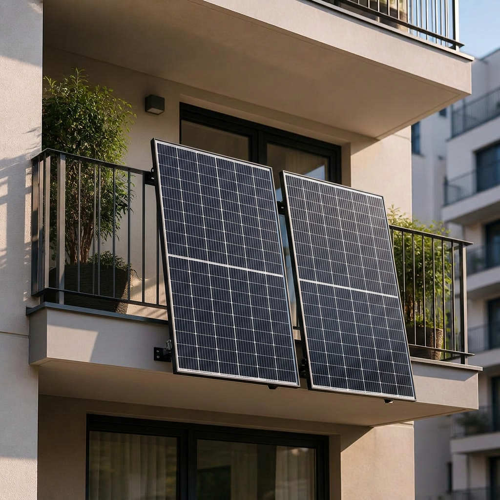 Aerial view of a suburban neighborhood where many homes have their own solar panels connected to a shared power grid